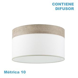 Fabrilamp Pantalla Colgante Cloe M10 Blanca/madera-gris 50dx50dx22h Difusor Incluido