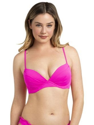 Smart & Sexy Womens Swim Convertible Push-up Bikini Top Swimwear Secret Line, Fuchsia Sizzle, 34B