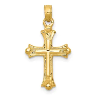 Diamond2Deal 10k Yellow Gold Budded Cross Charm