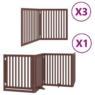 vidaXL Puerta De Perros Plegable 10 Paneles Madera &Aacute;lamo Marr&oacute;n 800 Cm Vidaxl