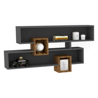 Dmora Estanter&iacute;a Roddino, 4 Estantes, Color Estructura Marr&oacute;n, Tono Antracita, 120x22x75h Cm Negro Antracita