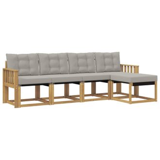 vidaXL Conjunto De Sof&aacute;s De Exterior 5 Pcs Blanco Y Gris Claro Vidaxl