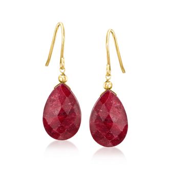 Canaria Canaria Ruby Drop Earrings in 10kt Yellow Gold