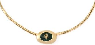 Kurt Geiger Bezel Stone Short Pendant Necklace in Green at Nordstrom