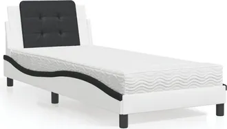 vidaXL Cama Con Colch&oacute;n Cuero Sint&eacute;tico Blanco Y Negro 90x190 Cm Vidaxl