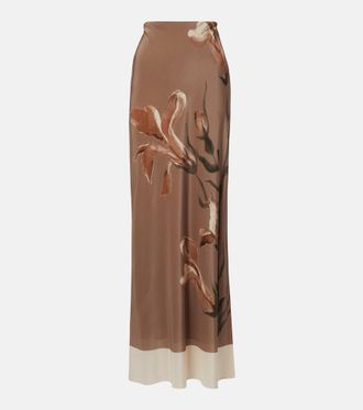 Sir. Azaliea floral silk maxi skirt