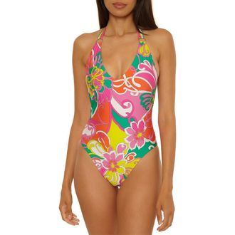 Trina Turk Elara High-Leg One-Piece Swimsuit in Multi at Nordstrom, Size 10