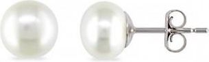 Allurez Cultured Freshwater Button Pearl Stud Earrings 14k White Gold 6-7mm