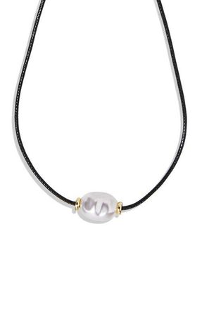BaubleBar Antonia Faux Pearl Necklace in Black at Nordstrom