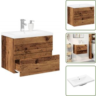 vidaXL The Living Store Mobile con Lavabo Integrato Legno Antico - Armadietto da bagno