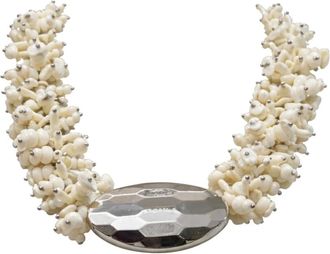Liviana Conti Necklaces, female, White, Size: ONE SIZE Coral and Metal Circle Necklace