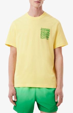 Lacoste Stencil Classic Fit Graphic T-Shirt in Gzi Yellow/Calathea at Nordstrom, Size 7