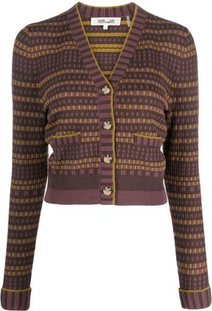 Diane Von Fürstenberg Gilda patterned-jacquard cardigan - women - Viscose/Polyester - S - Purple