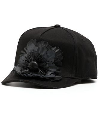 Dsquared2 Honkbalpet met bloemenprint - Zwart