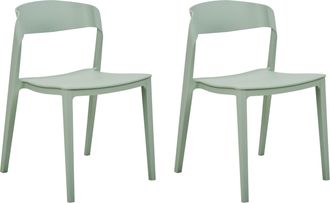 Beliani Conjunto De 2 Sillas De Pl&aacute;stico Apilables Sin Reposabrazos Tapas De Patas Sillas De Conferencia Dise&ntilde;o Moderno Comedor Verde Menta Somers