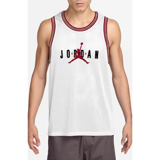 Nike Jordan Air Mesh Jersey Tank in White/gym Red at Nordstrom, Size Xx-Large