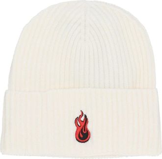 Vision Of Super Flames Logo Off White Beanie Hat - unisex - Hoeden - Wit - ONE Size - Wol - Accessoires