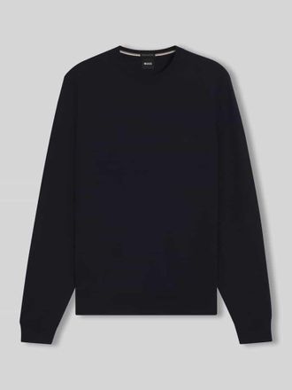 HUGO BOSS Regular Fit Strickpullover aus reiner Schurwolle Modell BOTTO in Marine, Gr&ouml;&szlig;e XXL