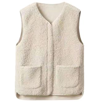 Generic Womens Padded Gilet With Hood Heated Vest 2025 New Korean Version Of All Women Wear A Warm Vest Over The Shoulder Plus Size Jacket Puffer (White, S)