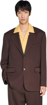 Sandro Oversized wool jacket in Chocolate at Nordstrom, Size 44 Eu