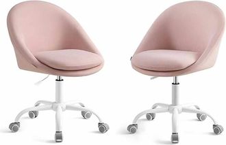 Songmics 2 sillas de oficina con altura ajustable de color rosa