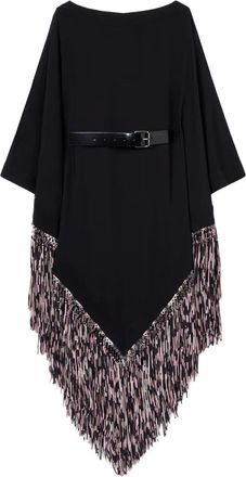 Pucci Caftano con cintura e frange - Nero