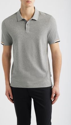 BOSS Parlay Cotton Piqu&eacute; Polo in Silver at Nordstrom, Size Xx-Large