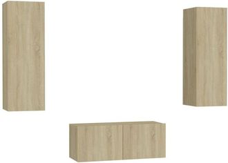 vidaXL 3 Piece tv Cabinet Set Sonoma Oak Engineered Wood Vidaxl