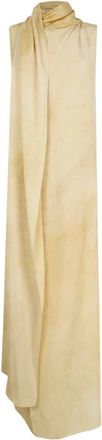 Cortana Dream Zijden Avondjurk - Dames - Avondkleed - Beige - 2XS - Leer - Kleedjes