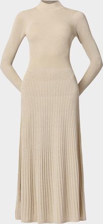 Shoshanna Autumn Mock-Neck Shimmer Knit Midi Dress
