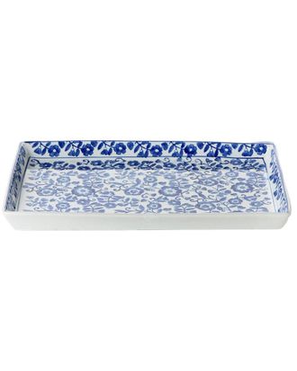 Two's Company Chinoiserie Hand-Painted Floral Tray