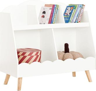 SoBuy Sobuy - Librer&iacute;a Infantil Mediano Para Ni&ntilde;os Con 3 Estanter&iacute;as Y 2 Compartimentos Organizador De Juguetes Y Libros Para Ni&ntilde;os Kmb100-w Es