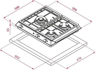 Teka Placa Gas Ex/60.1 3g Ai Al Dr Natural 3 Fuegos