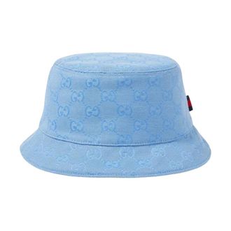 Gucci Accessoires, unisex, Blauw, S, Reversible Bucket Hat