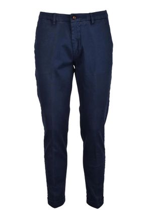 Laboratori Italiani Slim-Fit Blue Trousers With Tapered Leg And Subtle Sheen