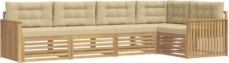 vidaXL Conjunto De Sof&aacute;s De Exterior 5 Uds. Y Beige Poli&eacute;ster Vidaxl