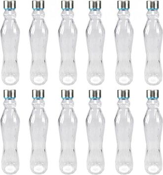 Trade Shop Trade Shop Traesio - Set 12 Pezzi Bottiglia In Vetro Con Tappo Acciaio 500ml Acqua Bevande