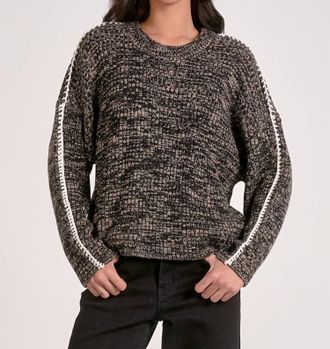 Elan Jenna Whipstitch Sweater In Black/white