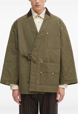 Kenzo Weave quilted tie-detail jacket - men - Cotton - L - Green