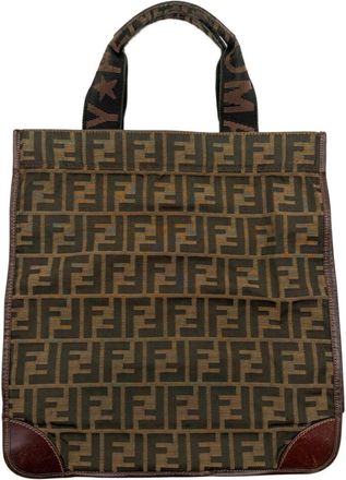 Fendi Brown Canvas Leather Tote Bag (Pre-Owned)