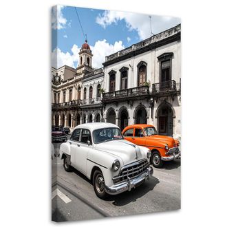 Feeby Cuadro Sobre Lienzo, Coches Retro Aparcados En Una Calle De La Habana Cuba, 70x100
