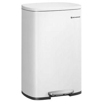 Songmics Cubo de basura de 50 l de 42,5 x 31,8 x 65,7 cm de color blanco