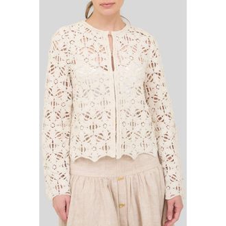 ZOE AND CLAIRE Cotton Crochet Cardigan in Cream at Nordstrom, Size X-Small