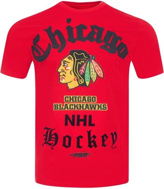 Pro Standard Mens NHL Chicago Blackhawks Old English S/S Tee Red