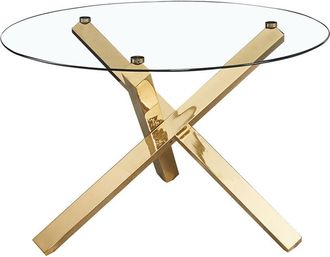LPD Furniture Lpd Furniture - Capri Dining Table Glass Top With Gold Legs