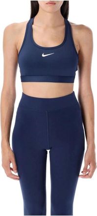 Nike Dri-FIT Swoosh Medium-Support Sports Bra - Dames - Sport BHs - Blauw - L - Polyester - Fitness