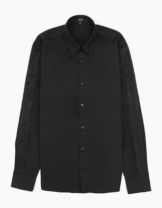 Fendi Mens Fendi Embossed Jacquard FF Logo Shirt Black - Size: 38/Regular