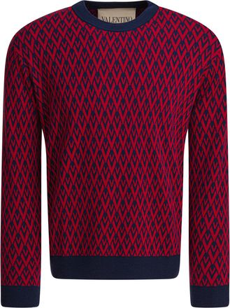 Valentino Mens Bluevirgin Wool Knitwear - Red - Size Medium