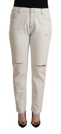 Pinko Cotton Distressed Mid Waist Skinny blue Womens Jeans