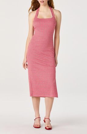 ASTR the Label Alice Gingham Halter Neck Midi Dress in Red Gingham at Nordstrom, Size X-Small